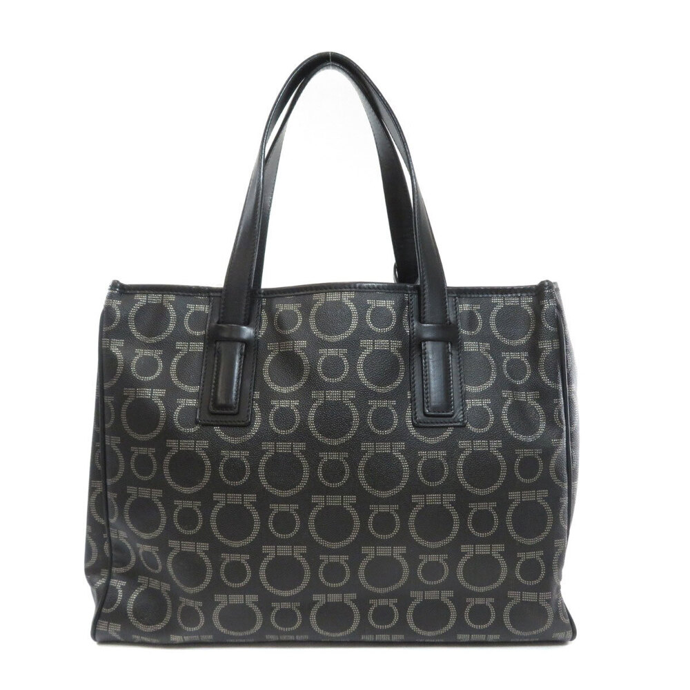 Salvatore Ferragamo Leather Bag Gancini Tote Black